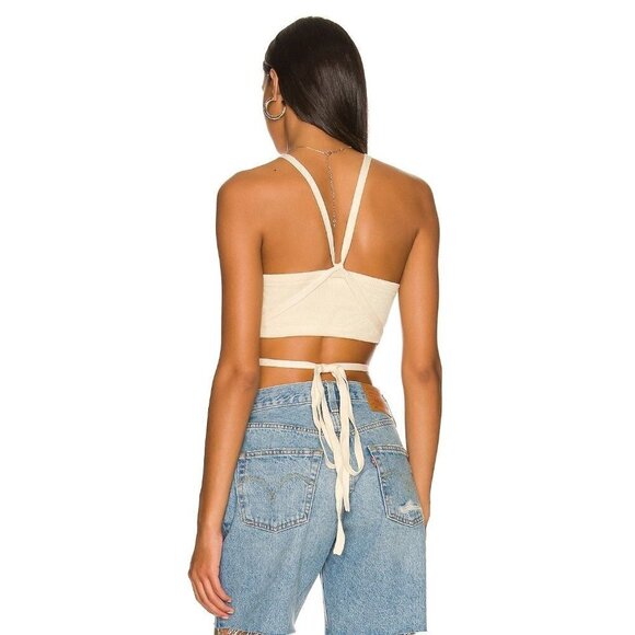 For Love & Lemons Jourdin Tie Crop Top Ivory Womens Size XL - Picture 3 of 12